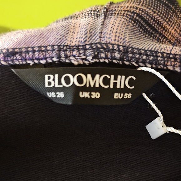 NWT! BloomChic Plaid Sleeve Hoodie - Purple and Navy - Picture 9 of 11